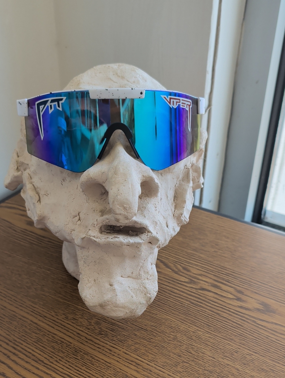 Pit Viper Mirrored Blue Sun Glasses - White Speckled Frame